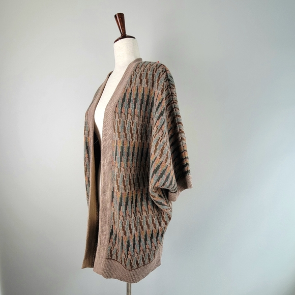 Peruvian Connection Long Multicolor Knit Open Cardigan SZ M - Picture 4 of 12